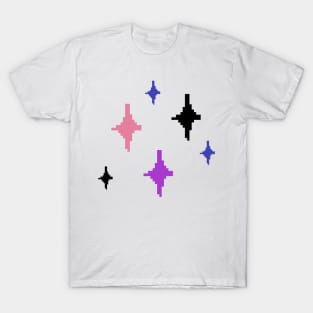 Genderfluid Pride Sparkles Pixel Art T-Shirt